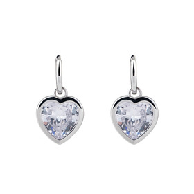 Silver-tone earrings with a heart-shaped crystal
