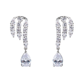 Silver-tone claw earrings with a teardrop-shaped crystal