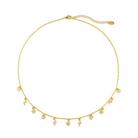 Gold-plated silver necklace with pendants with stars, lightning bolts and hearts