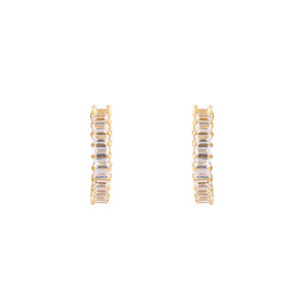 Gold-plated hoop earrings with a path of crystals