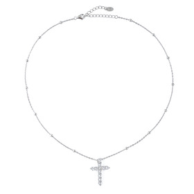 Necklace made of silver with a crystal pendant in the shape of a cross