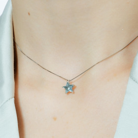 Necklace made of silver with a blue star pendant
