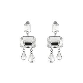 Silver earrings with crystal drops
