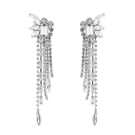 Silver Bird of Paradise Earrings with Crystals