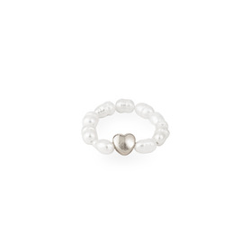 Natural pearl ring with silver heart