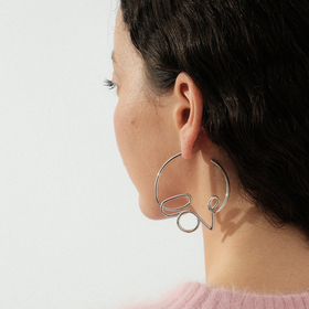 Silver-tone Love Hoop Earrings