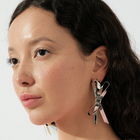 Silver-tone bow earrings