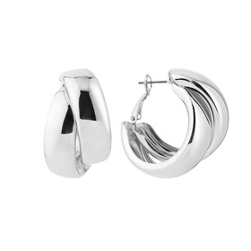 Silver-tone double hoop earrings