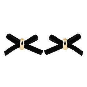 Black Velvet Ribbon Bow Earrings