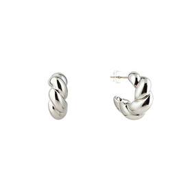Silver-tone twisted hoop earrings