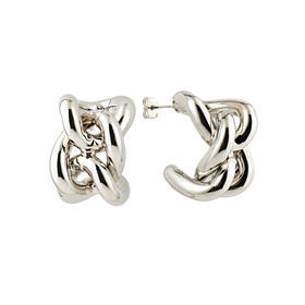 Silver-tone chainlink demi-hoop earrings