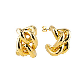 Gold-tone chainlink demi-hoop earrings