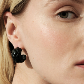 Black textured demi-hoop earrings