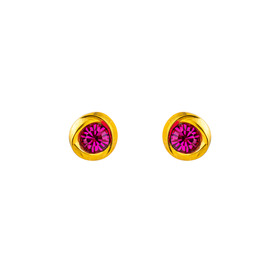 Gold stud earrings with pink crystal