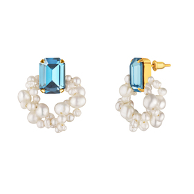 Aqumarine Earrings with Pearls