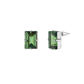 step cut green crystal earrings