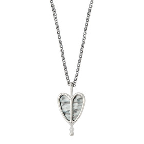 Necklace with a heart with silver glass