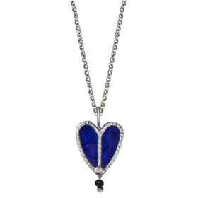 Stained glass pendant blue heart