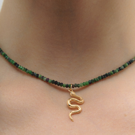 Choker made of cyosite with a snake pendant