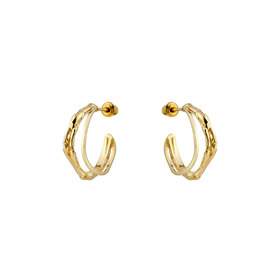 Gold-plated double hoop earrings