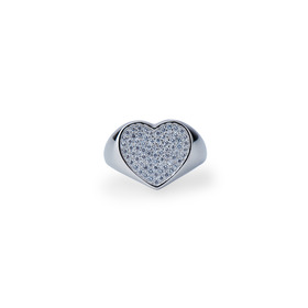 Heart-shaped silver signet ring