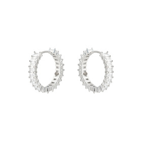 Silver ring earrings with rectangular stones