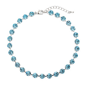Necklace made of blue round crystals