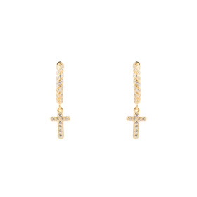Gold-plated earrings with silver crosses