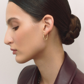 Rectangular gold-plated earrings