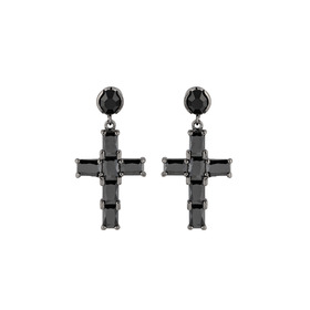 Black cross earrings with crystals