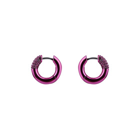 Pink hoop earrings with crystals