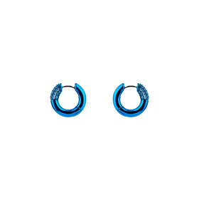 Blue hoop earrings with crystals