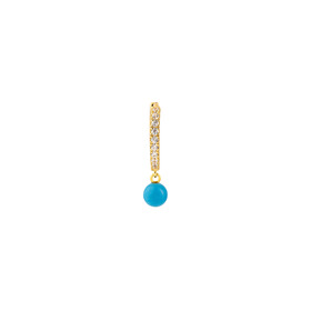 Gold-plated mono-earring with crystals and turquoise pendant
