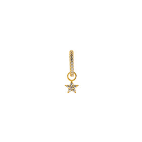 Gold-plated mono-earring with a star pendant and crystals