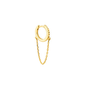 Gold-plated hoop earring with chain