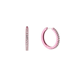 Pink hoop Earrings with white crystals