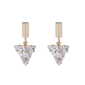 Gold-plated earrings in the shape of triangles with triangular zircons