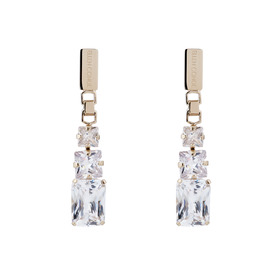 Gold-plated earrings with large rectangular crystals