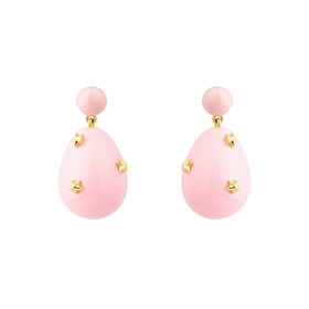 Drop earrings with pink enamel