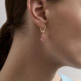 Gold-plated earrings with pink cacti