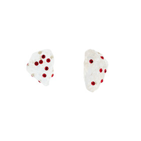 White quartz studs with red crystals