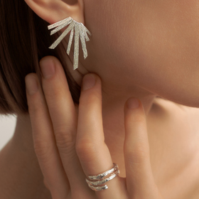 Silver-coated bronze Rays earrings
