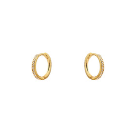 Gold-plated clicker earrings with white cubic zirconia