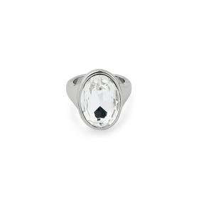 Three-dimensional silver ring with crystal