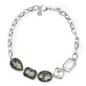 Chain necklace with gray-black crystals