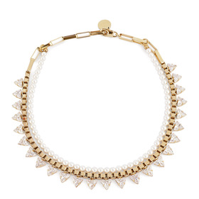 Gold-plated necklace with triangular zircons