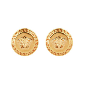 Gold Versace Logo Earrings