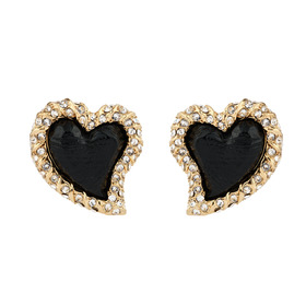 Clip-on earrings with black hearts