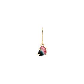Emotion earring in 18 carats yellow gold 750/000 and tourmaline watermelon