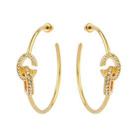 Gold hoop earrings with CD logo